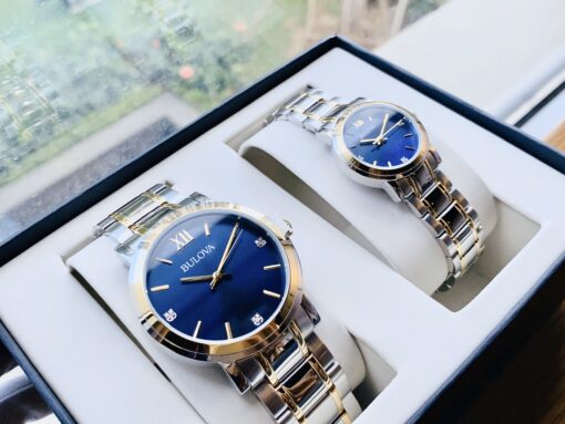 Bulova 98X117 cặp đôi mặt xanh blue siêu đẹp.