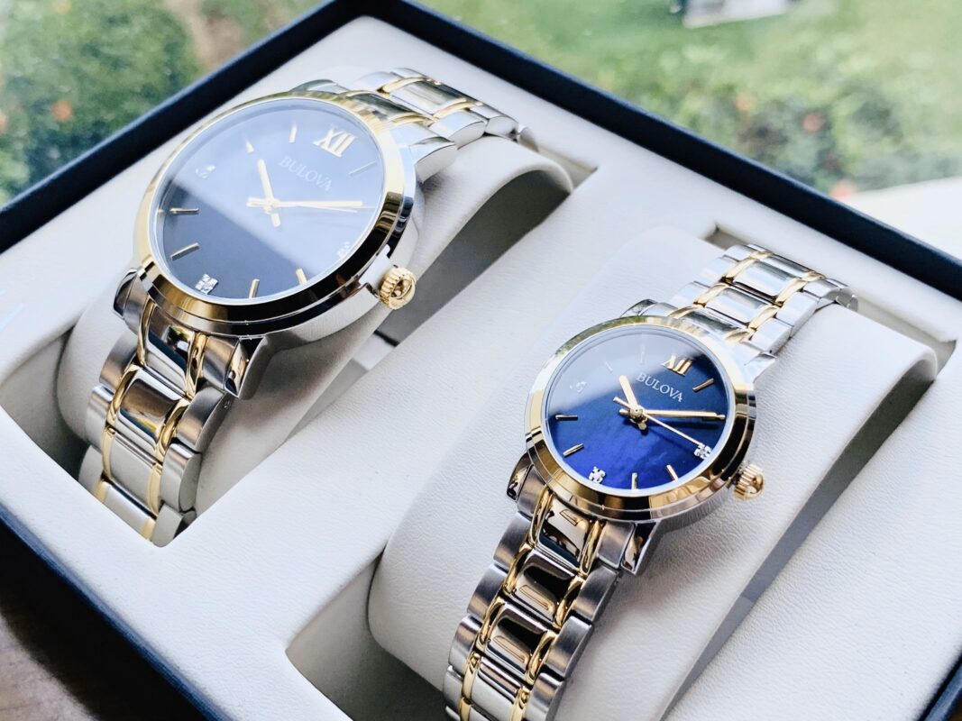 Bulova 98X117 cặp đôi mặt xanh blue siêu đẹp. 