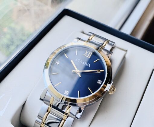 Bulova 98X117 cặp đôi mặt xanh blue siêu đẹp.
