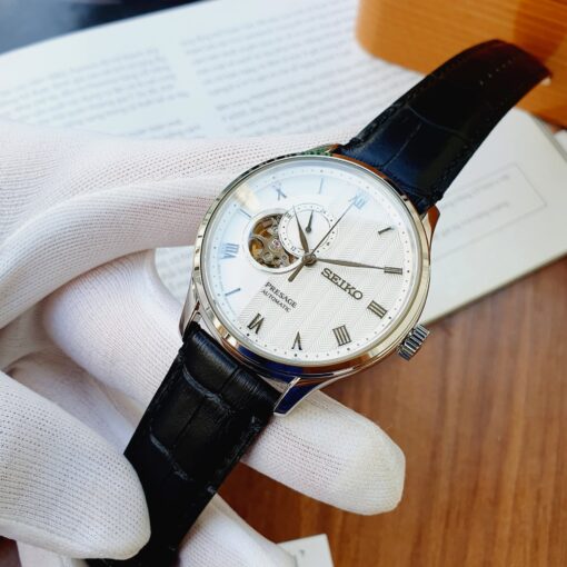Đồng hồ nam Seiko Presage Open Heart 2018 White Leather - SSA379J1