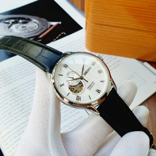 Đồng hồ nam Seiko Presage Open Heart 2018 White Leather - SSA379J1