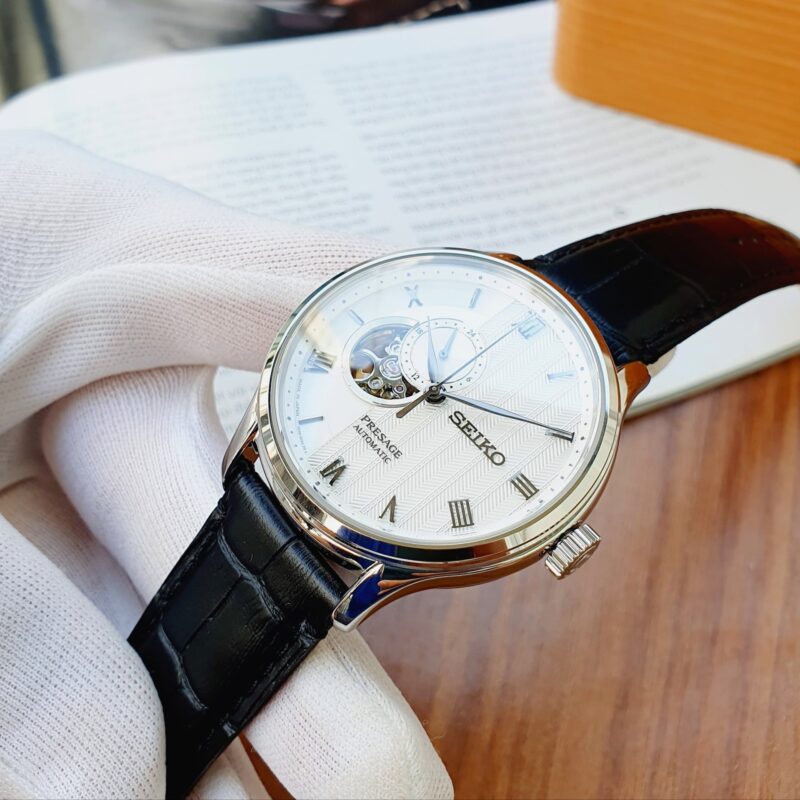 Đồng hồ nam Seiko Presage Open Heart 2018 White Leather - SSA379J1