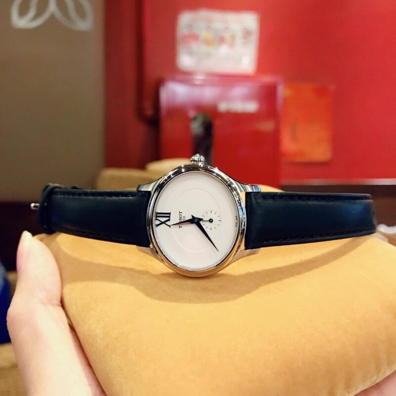 TISSOT T103.310.16.033.00 (mặt trắng, vỏ trắng, dây da đen)