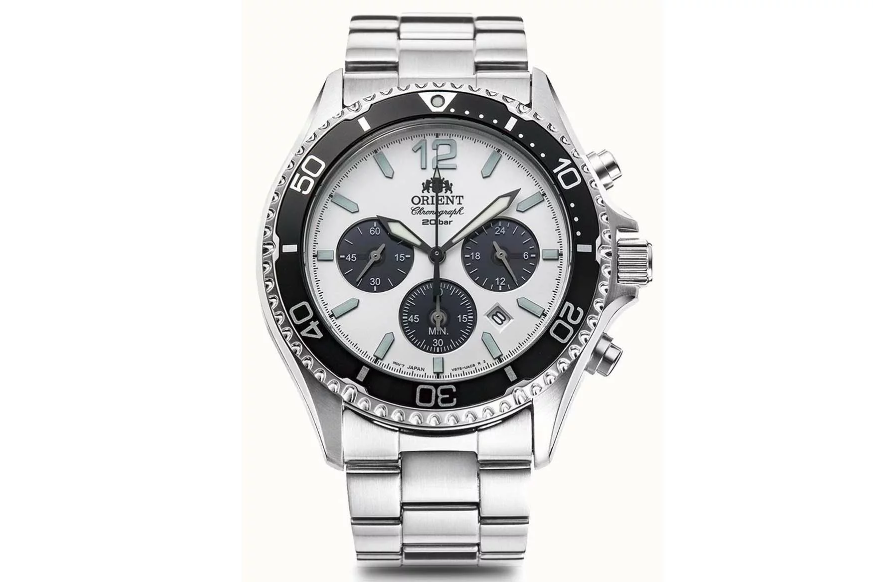 Đồng hồ bấm giờ năng lượng mặt trời Seiko Mako màu trắng Panda