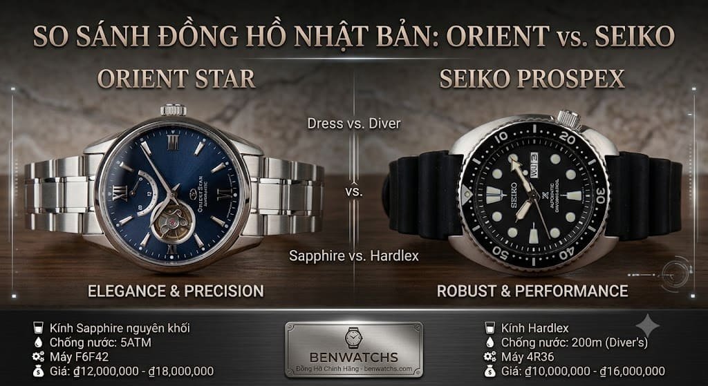 So sánh đồng hồ orient và đồng hồ seiko